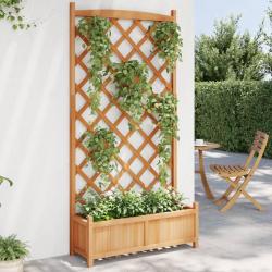 Jardinière avec treillis marron bois massif de sapin alsavelo