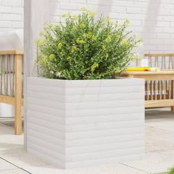 Jardinière blanc 50x50x45,5 cm bois de pin massif alsavelo