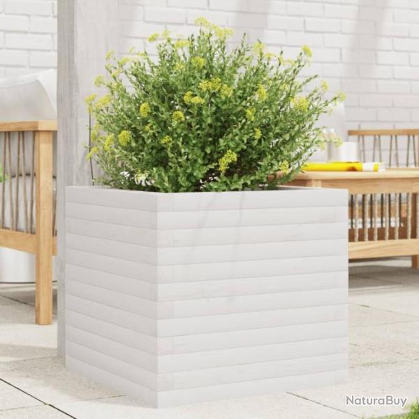 Jardinire blanc 50x50x45,5 cm bois de pin massif