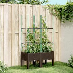 Jardinière avec treillis marron 80x40x142,5 cm PP alsavelo