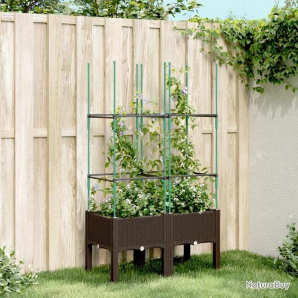 Jardinire avec treillis marron 80x40x142,5 cm PP