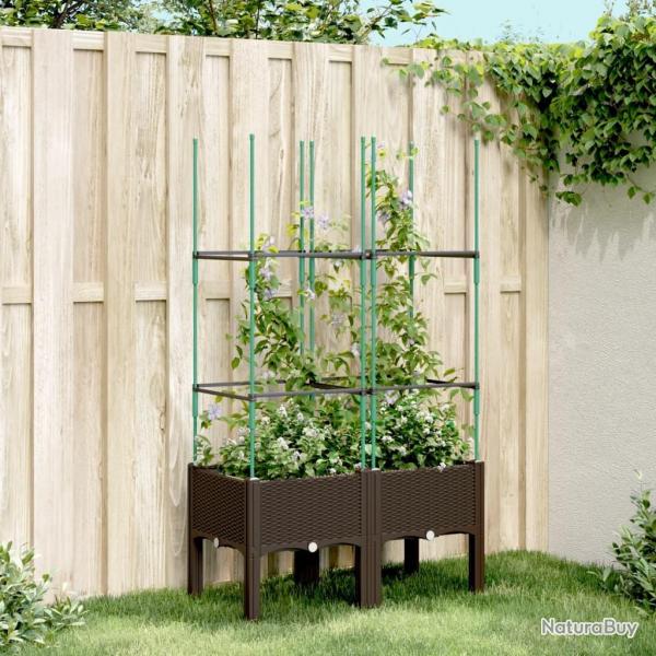 Jardinire avec treillis marron 80x40x142,5 cm PP alsavelo