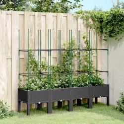 Jardinière avec treillis noir 160x40x142,5 cm PP alsavelo