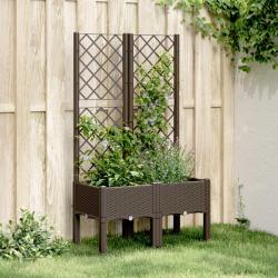 Jardinière avec treillis marron 80x40x142 cm PP alsavelo