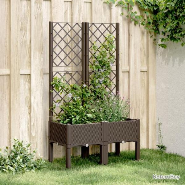 Jardinire avec treillis marron 80x40x142 cm PP