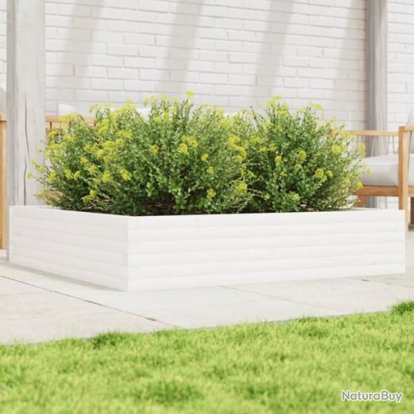 Jardinire blanc 110x110x23 cm bois de pin massif