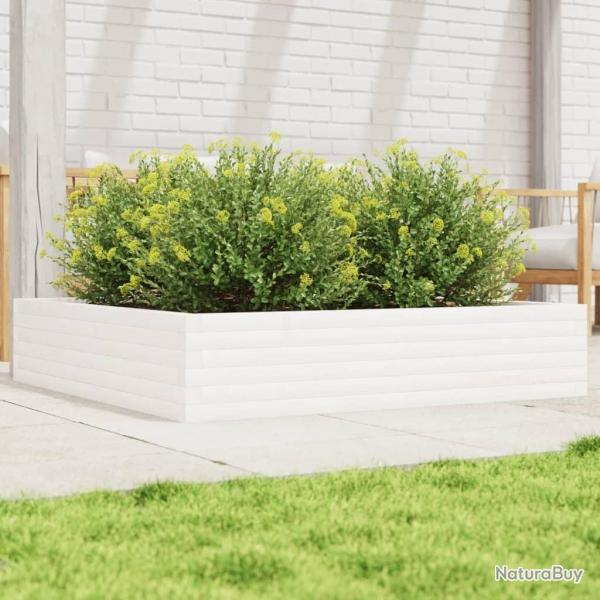 Jardinire blanc 110x110x23 cm bois de pin massif alsavelo