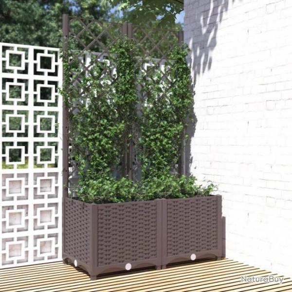 Jardinire avec treillis Marron 80x40x136 cm PP