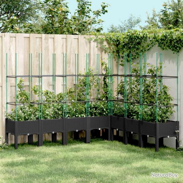 Jardinire avec treillis noir 200x160x142,5 cm PP alsavelo