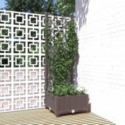 Jardinière avec treillis Marron 40x40x121,5 cm PP alsavelo