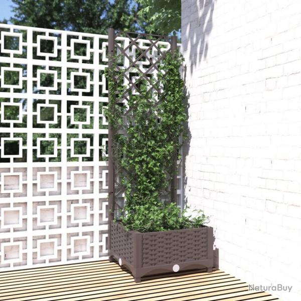 Jardinire avec treillis Marron 40x40x121,5 cm PP alsavelo