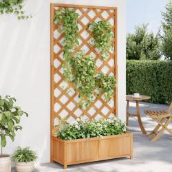 Jardinière avec treillis marron bois massif de sapin alsavelo
