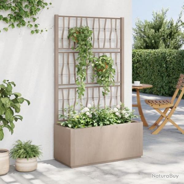 Jardinire avec treillis marron clair 80x36x140 cm PP