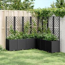 Jardinière avec treillis noir 160x160x140 cm PP alsavelo