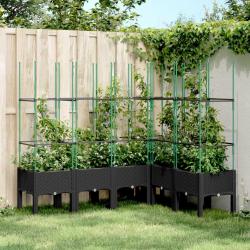 Jardinière avec treillis noir 160x120x142,5 cm PP alsavelo