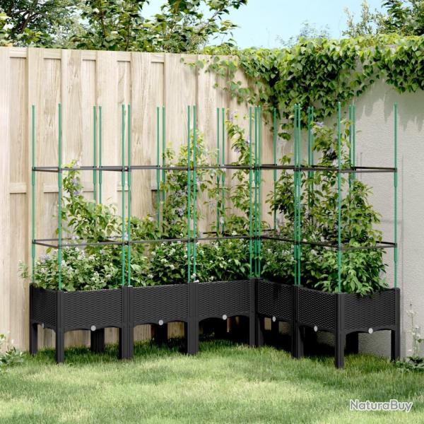 Jardinire avec treillis noir 160x120x142,5 cm PP alsavelo