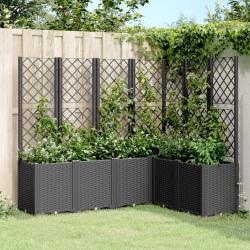 Jardinière avec treillis noir 160x120x140 cm PP alsavelo