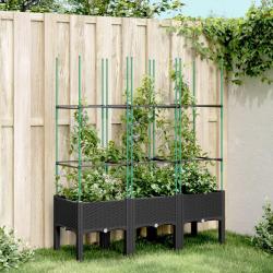 Jardinière avec treillis noir 120x40x142,5 cm PP alsavelo