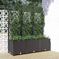 Jardinière avec treillis Noir 120x40x136 cm PP alsavelo
