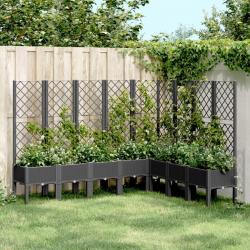 Jardinière avec treillis noir 200x160x142 cm PP alsavelo