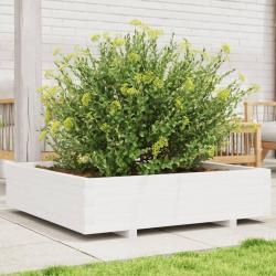 Jardinière blanc 100x100x26,5 cm bois de pin massif alsavelo