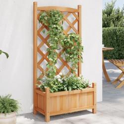 Jardinière avec treillis marron bois massif de sapin alsavelo