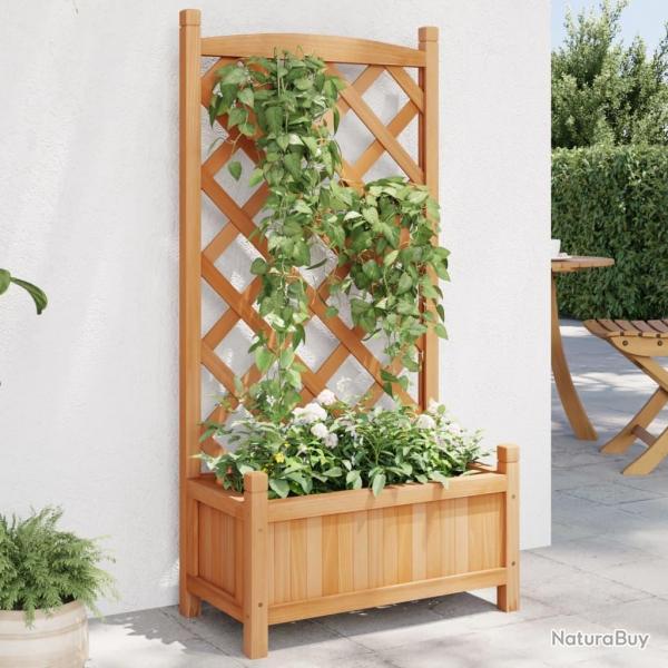 Jardinire avec treillis marron bois massif de sapin alsavelo