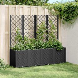 Jardinière avec treillis noir 160x40x140 cm PP alsavelo