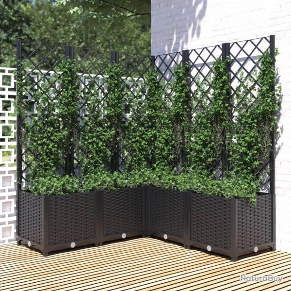 Jardinire avec treillis Noir 120x120x136 cm PP alsavelo