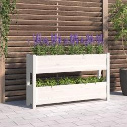 Jardinière Blanc 112x25x66 cm Bois massif de pin alsavelo