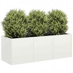 Jardinière blanc 120x40x40 cm acier laminé à froid alsavelo
