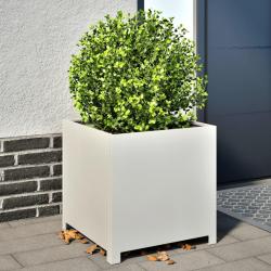 Jardinière blanc 50x50x50 cm acier alsavelo