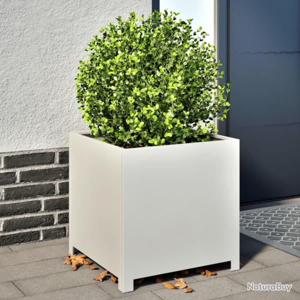 Jardinire blanc 50x50x50 cm acier alsavelo