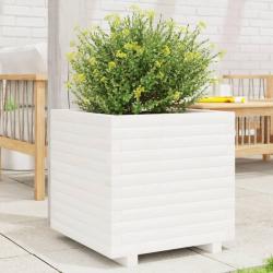 Jardinière blanc 50x50x49,5 cm bois de pin massif alsavelo