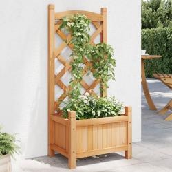 Jardinière avec treillis marron bois massif de sapin alsavelo