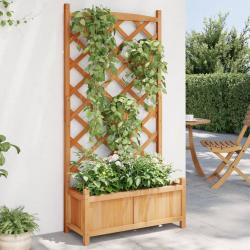 Jardinière avec treillis marron bois massif de sapin alsavelo