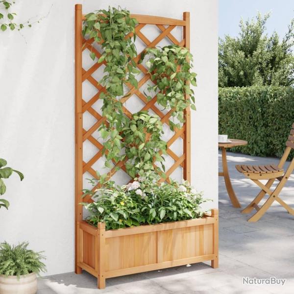 Jardinire avec treillis marron bois massif de sapin alsavelo