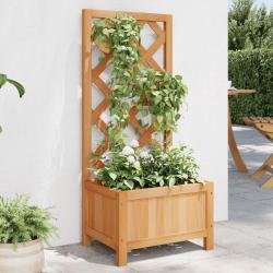 Jardinière avec treillis marron bois massif de sapin alsavelo