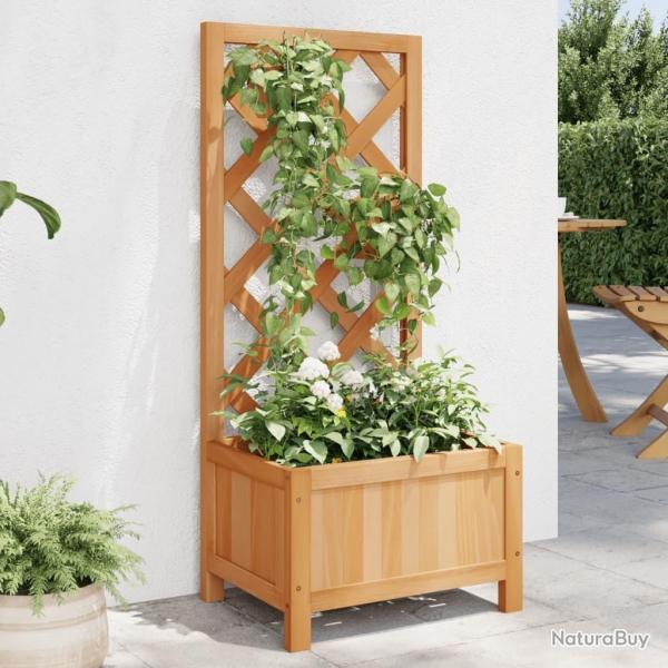 Jardinire avec treillis marron bois massif de sapin alsavelo