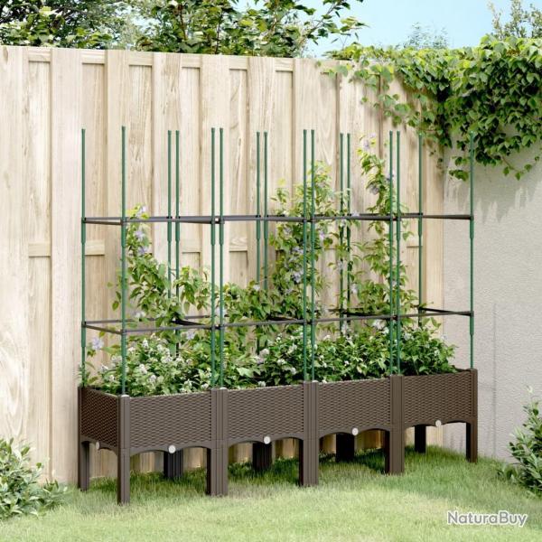 Jardinire avec treillis marron 160x40x142,5 cm PP alsavelo