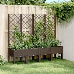Jardinière avec treillis marron 160x40x142 cm PP alsavelo
