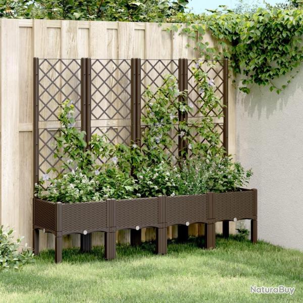 Jardinire avec treillis marron 160x40x142 cm PP alsavelo