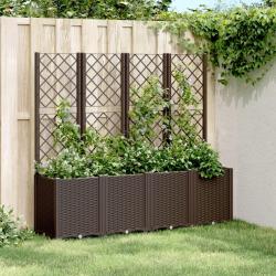 Jardinière avec treillis marron 160x40x140 cm PP alsavelo