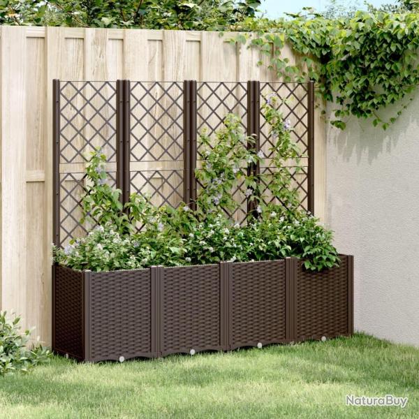 Jardinire avec treillis marron 160x40x140 cm PP alsavelo