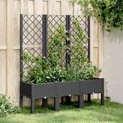 Jardinière avec treillis noir 120x40x142 cm PP alsavelo