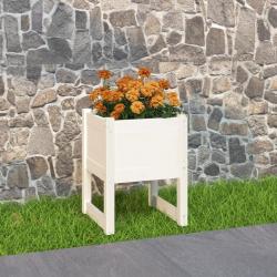 Jardinière Blanc 40x40x52,5 cm Bois massif de pin alsavelo