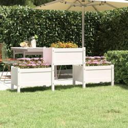 Jardinière Blanc 178,5x44x75 cm Bois massif de pin alsavelo