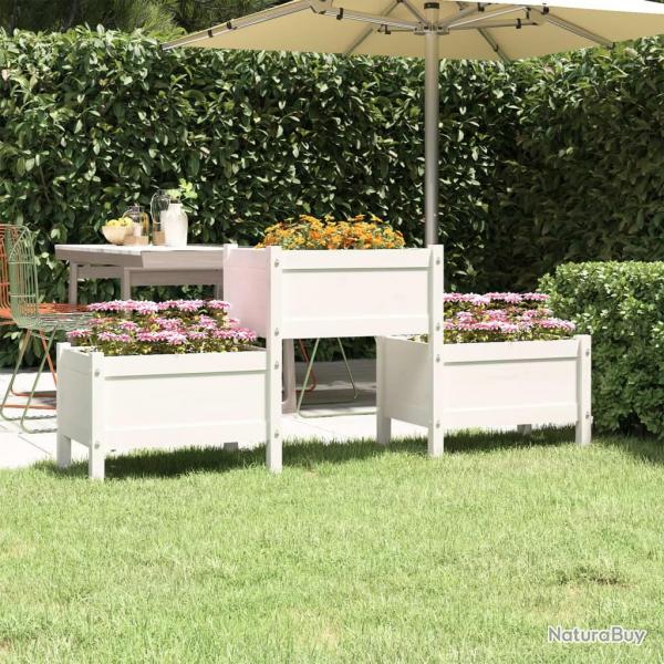 Jardinire Blanc 178,5x44x75 cm Bois massif de pin alsavelo