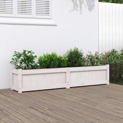 Jardinière blanc 150x31x31 cm bois massif de pin alsavelo