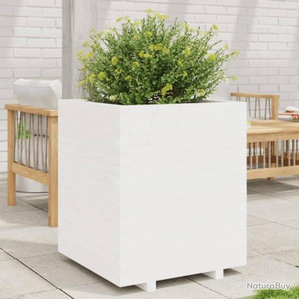 Jardinire blanc 60x60x72,5 cm bois de pin massif